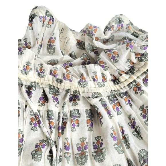 Free People Boho Floral block Print Beachy Gypsy Style Drawstring Waist Skirt OS - Picture 8 of 12